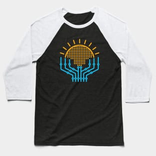 Solar Energy Rising Sun Digital Electric Circuit Prospering Hands Baseball T-Shirt